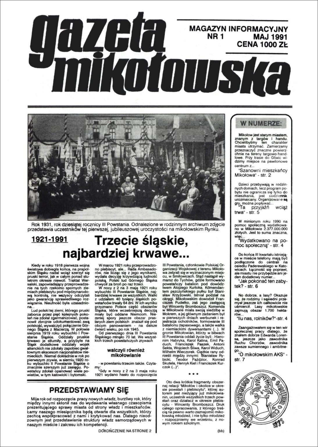 Jubileuszowy Dwusetny Numer „gazety Mikołowskiej” Szkice Z Dziejów Ziemi Mikołowskiej 2073